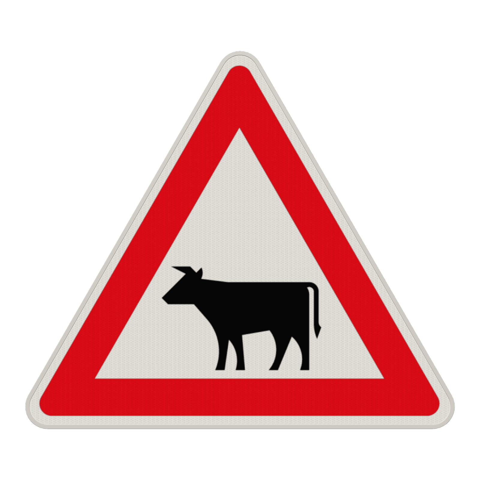 Gefahrzeichen 101-12 - Viehtrieb, Tiere, Aufstellung rechts