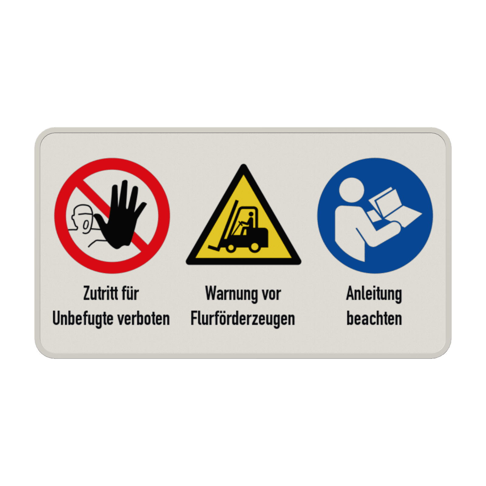 Kombinationsschilder mit drei Verbots-, Warn- und Gebotszeichen