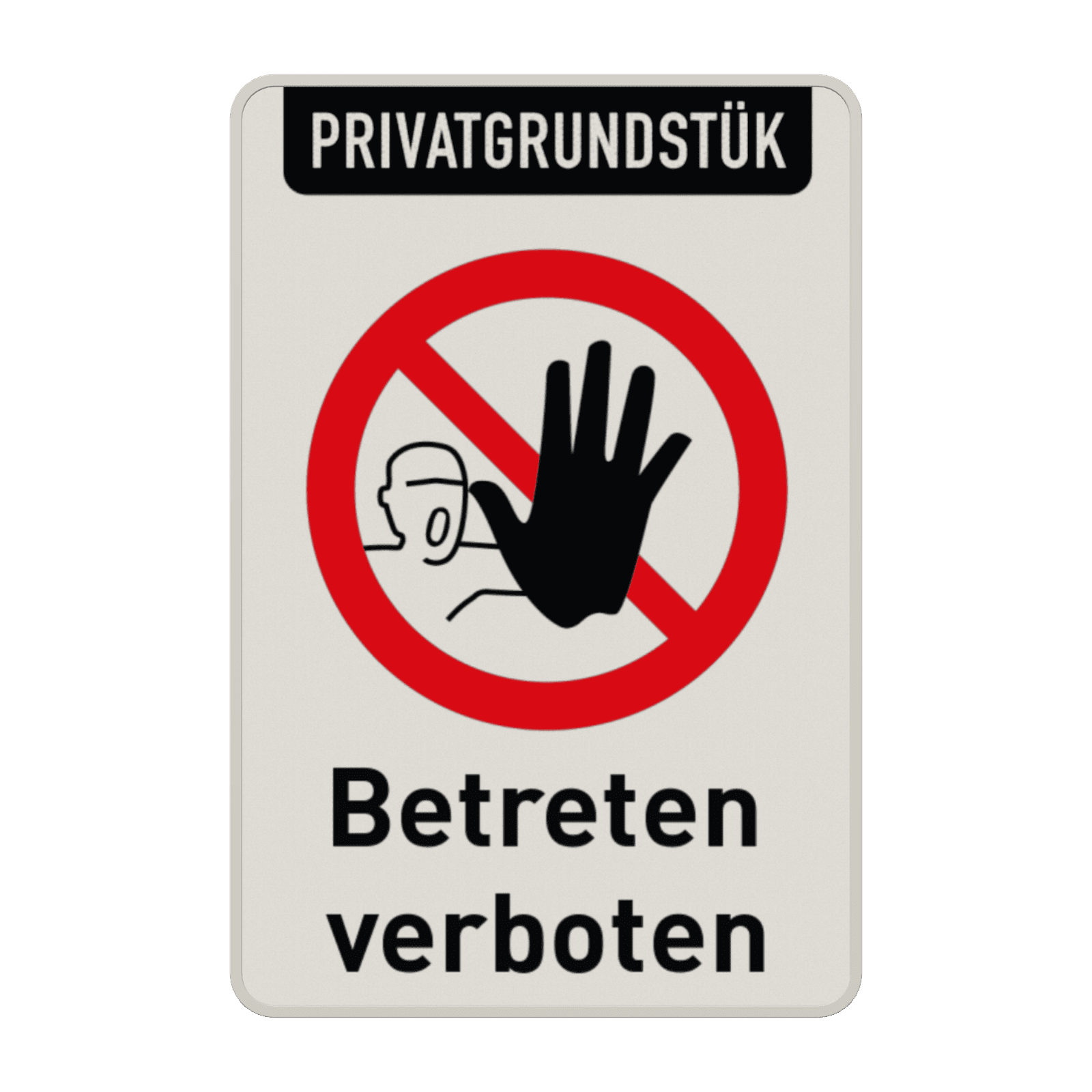 Privatgrundstück Betreten verboten Schild mit Symbol kein Zutritt
