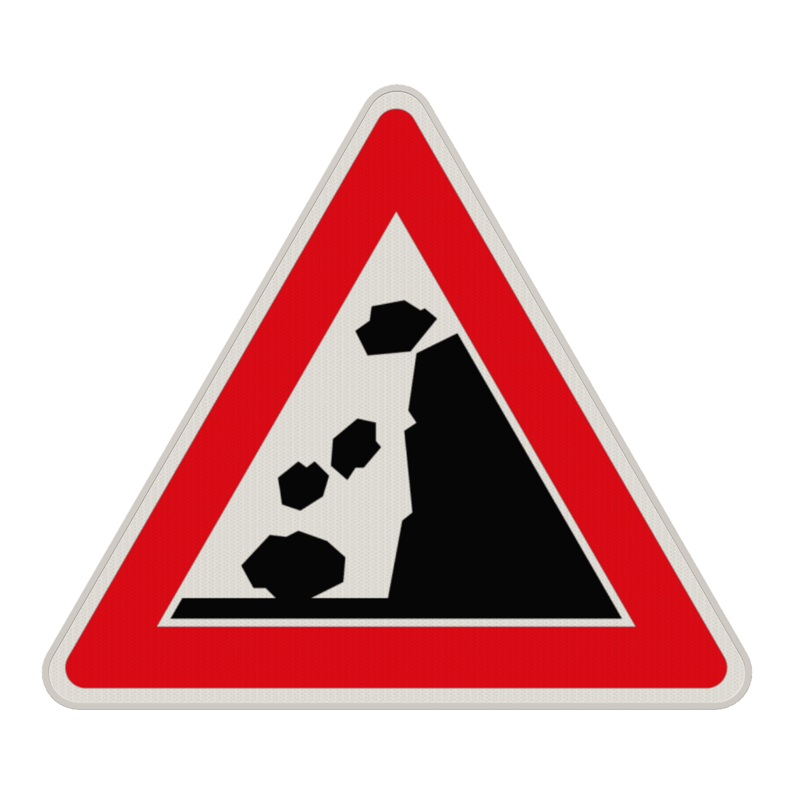 Verkehrszeichen 101-15 - Steinschlag, Aufstellung rechts