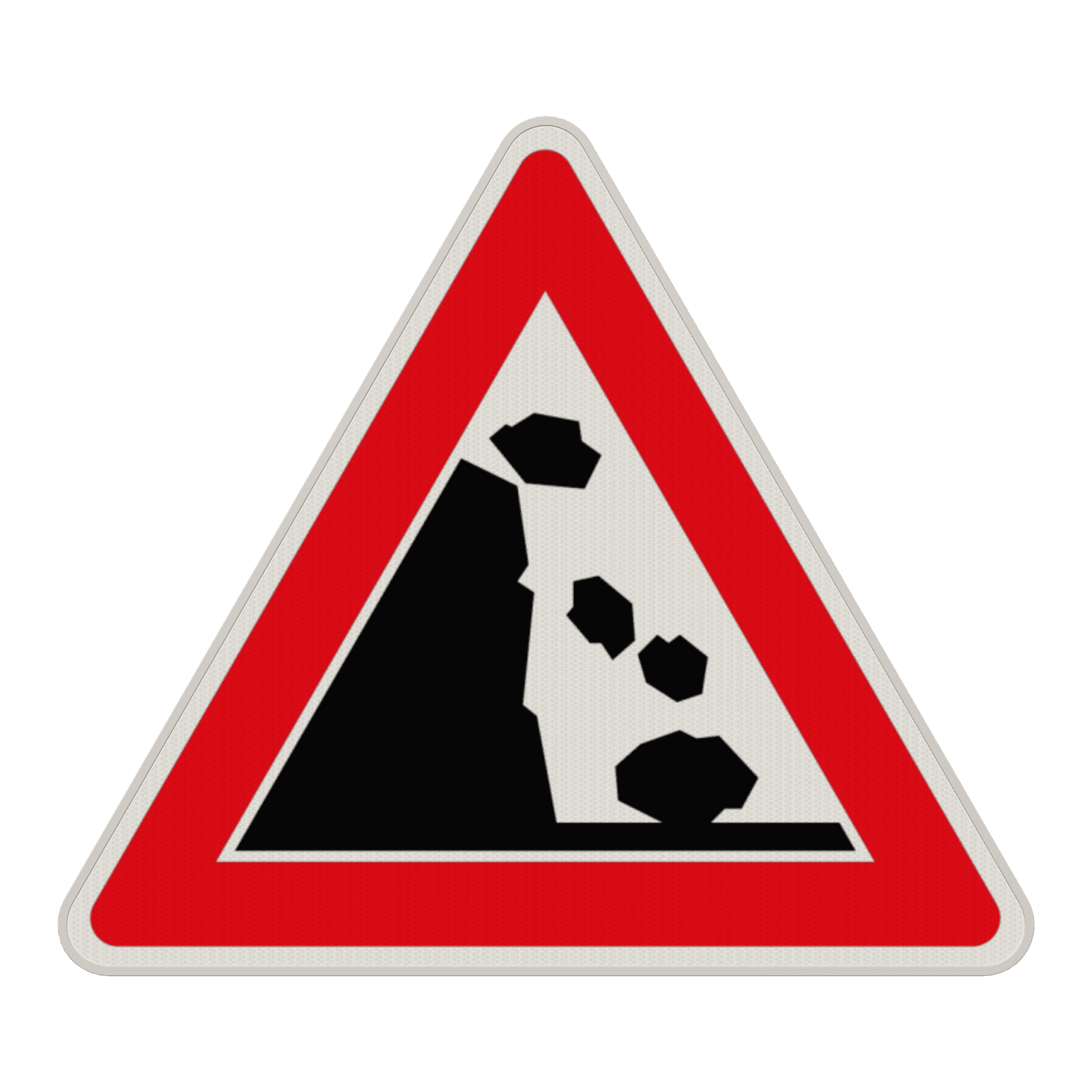 Verkehrszeichen 101-25 - Steinschlag, Aufstellung links