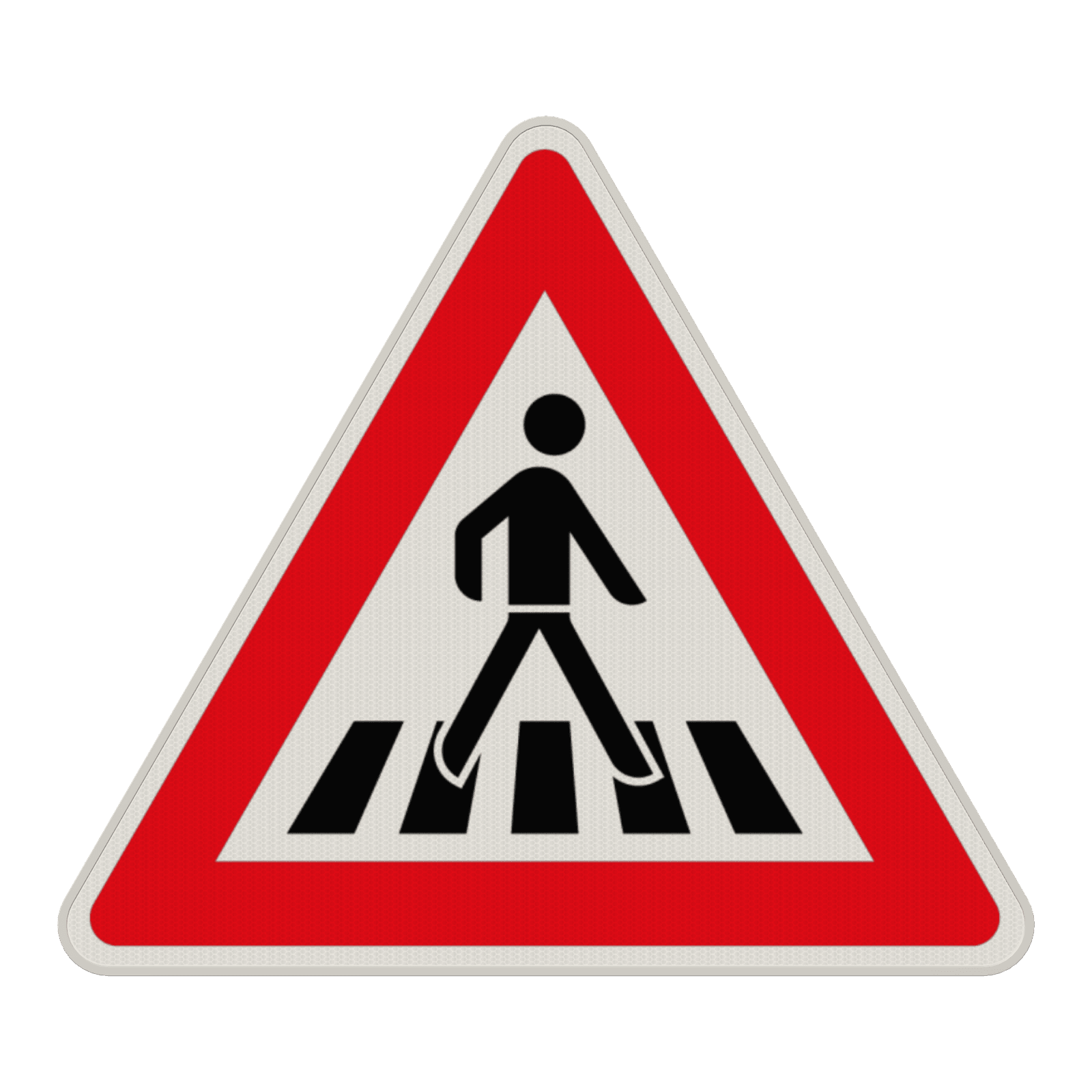 Gefahrzeichen 101-21 - Fußgängerüberweg, Aufstellung links