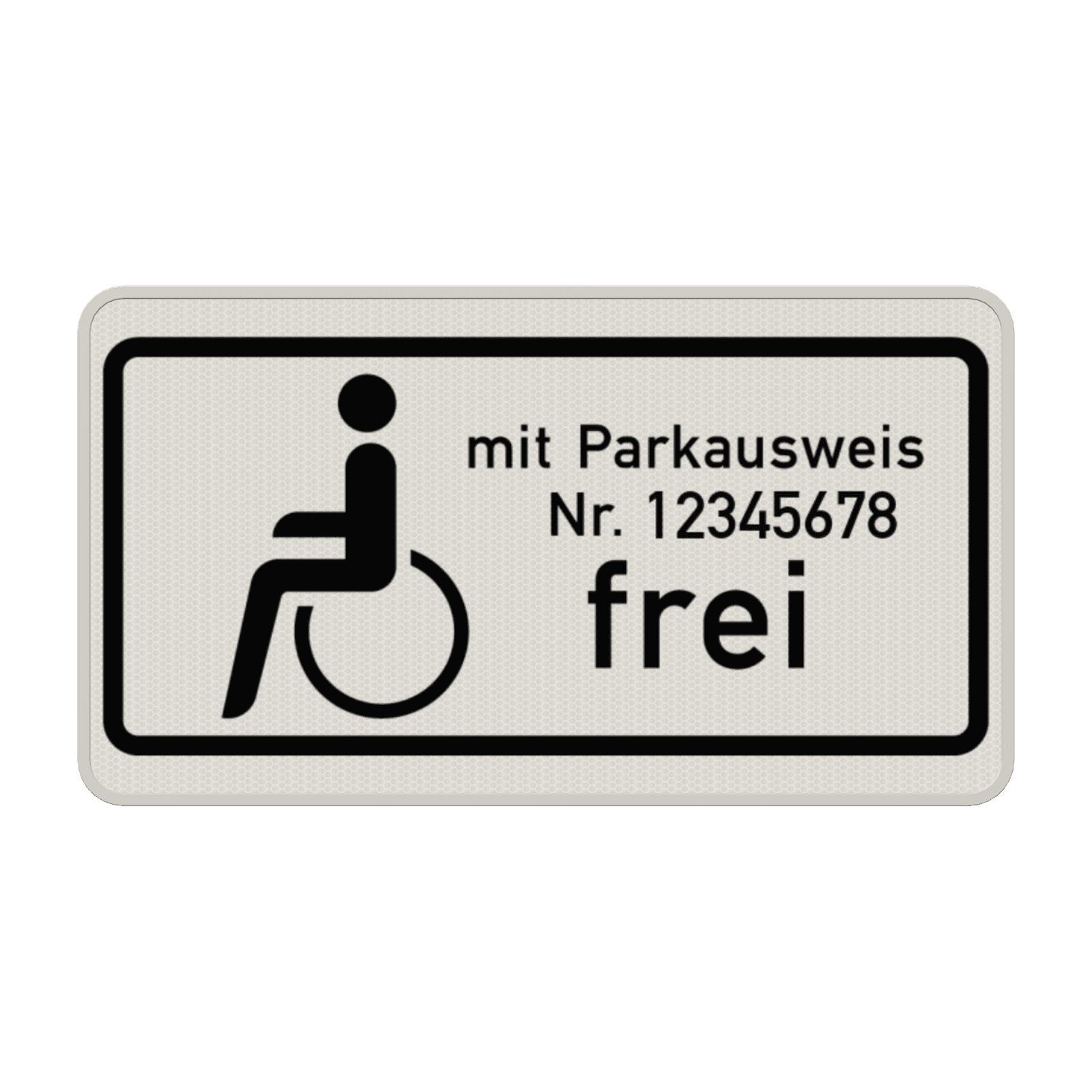 Verkehrszusatzeichen 1020-11 - Schwerbehinderte mit Parkausweis Nr. XX frei