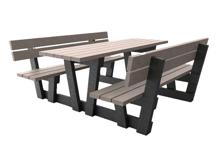 Picknicktafel - type Lyon met rugleuning - Bicolor