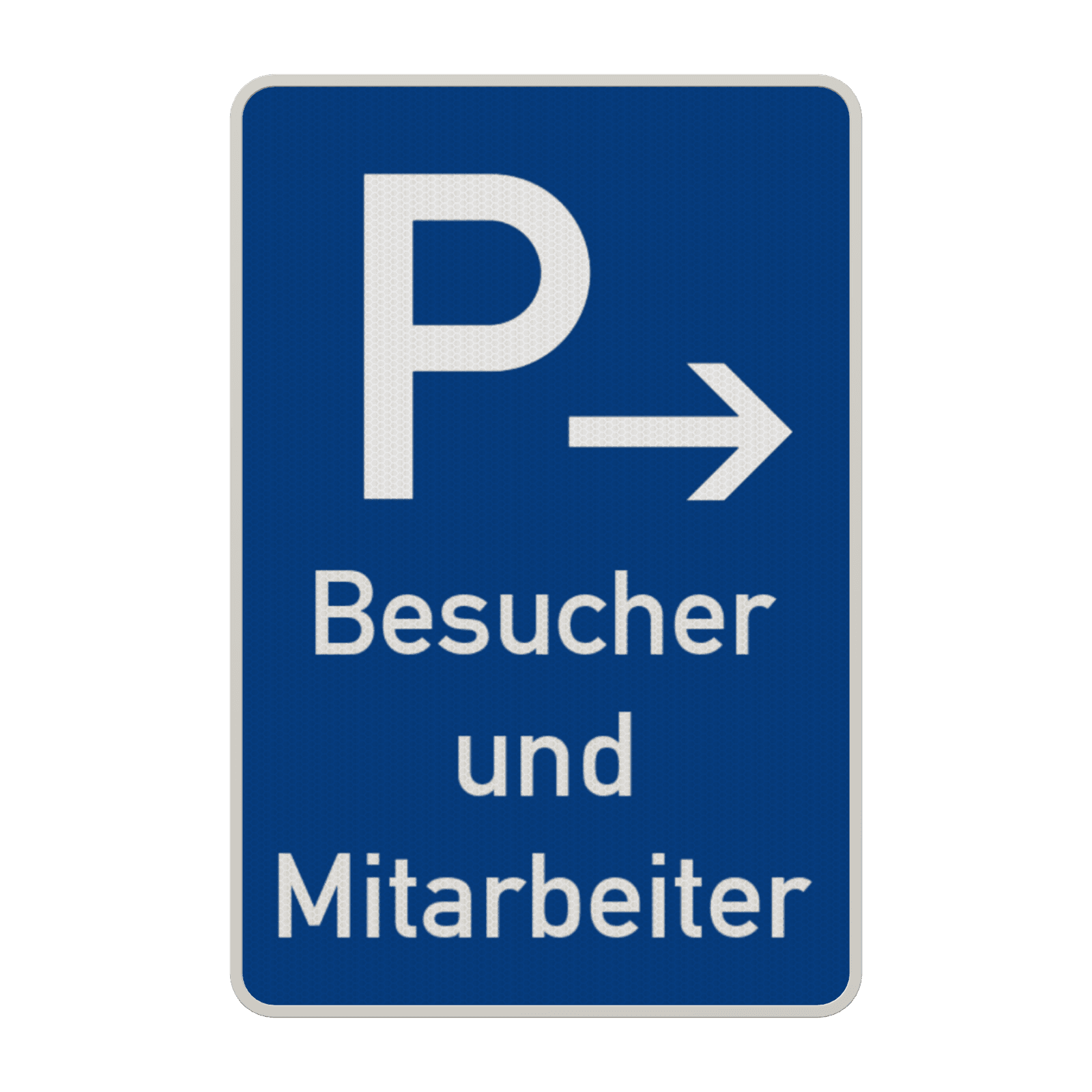 Schild Parkplatz Besucher und Mitarbeiter, mit Pfeil - reflektierend