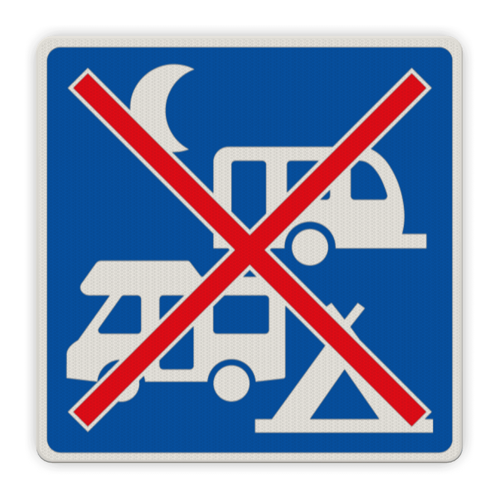 Verkeersbord - kamperen verboden - reflecterend