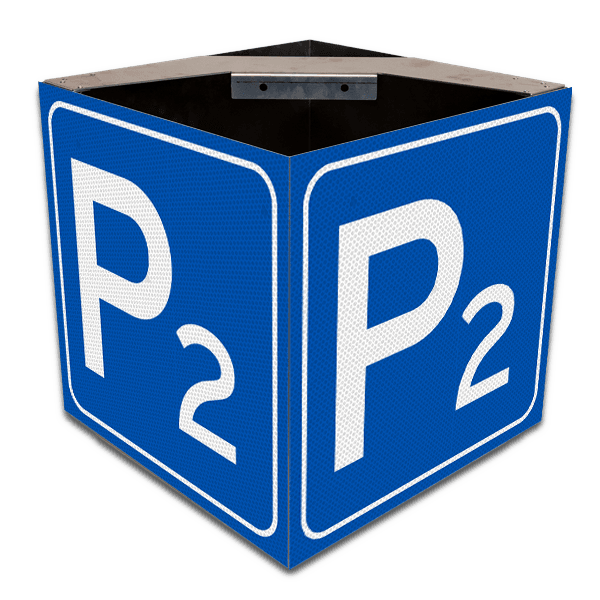 KUBUS bord 4-zijdig met parkeerplaats + montagebeugels - reflecterend