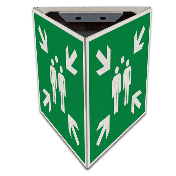 Verzamelplaatsbord verzamelpunt 3-HOEK met montagebeugels - reflecterend