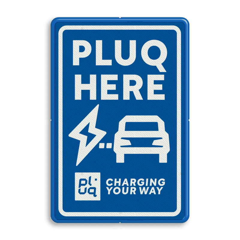 Verkeersbord oplaadpunt - huisstijl Pluq HERE - Per 50 stuks