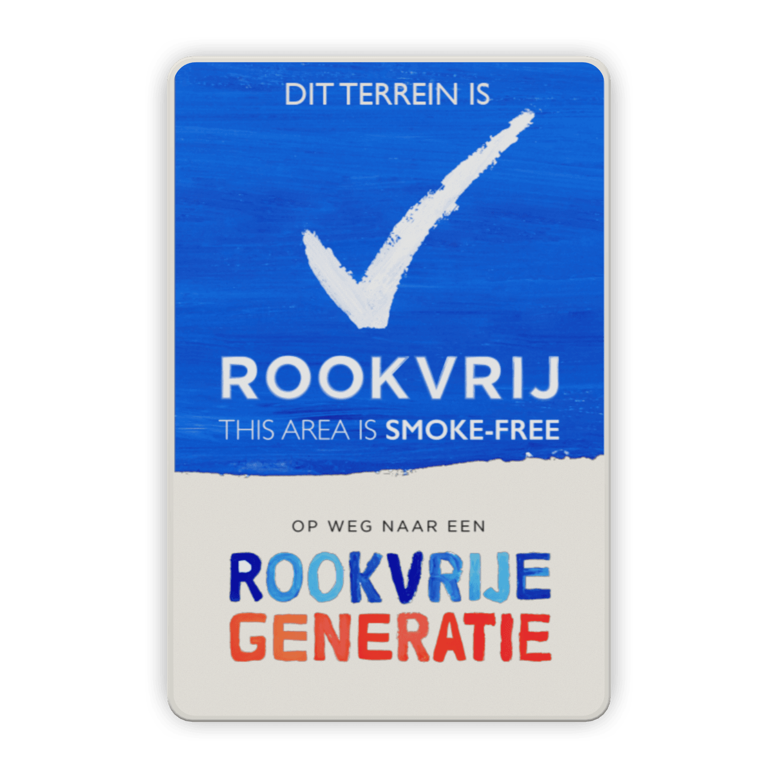 Rookvrije Generatie - Informatiebord - THIS AREA IS SMOKE-FREE