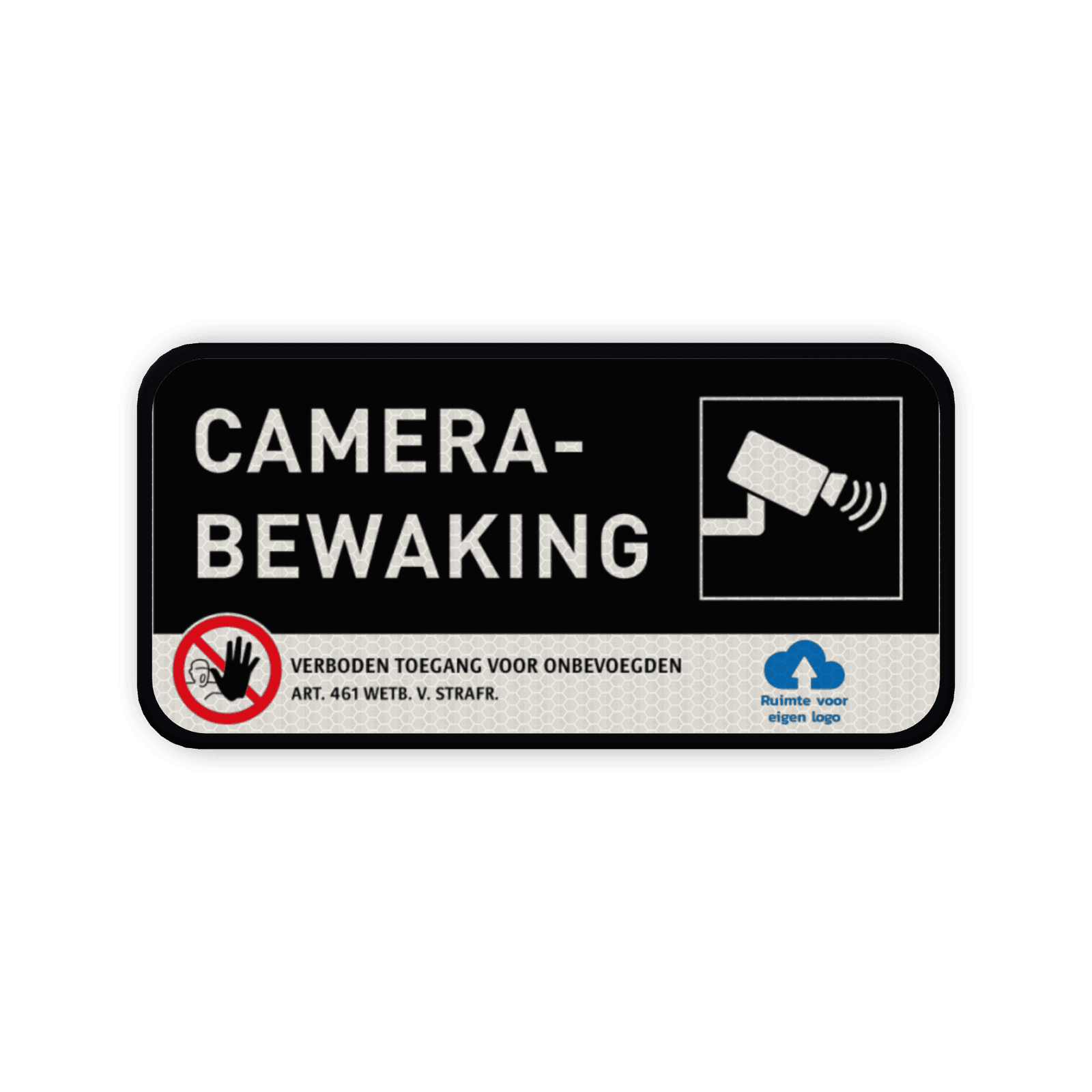 Camerabewaking bord rechthoek 2:1  reflecterend  - Met logo