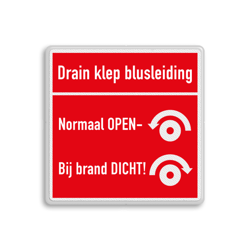 Brand bord met pictogram Drainklep Blusleiding