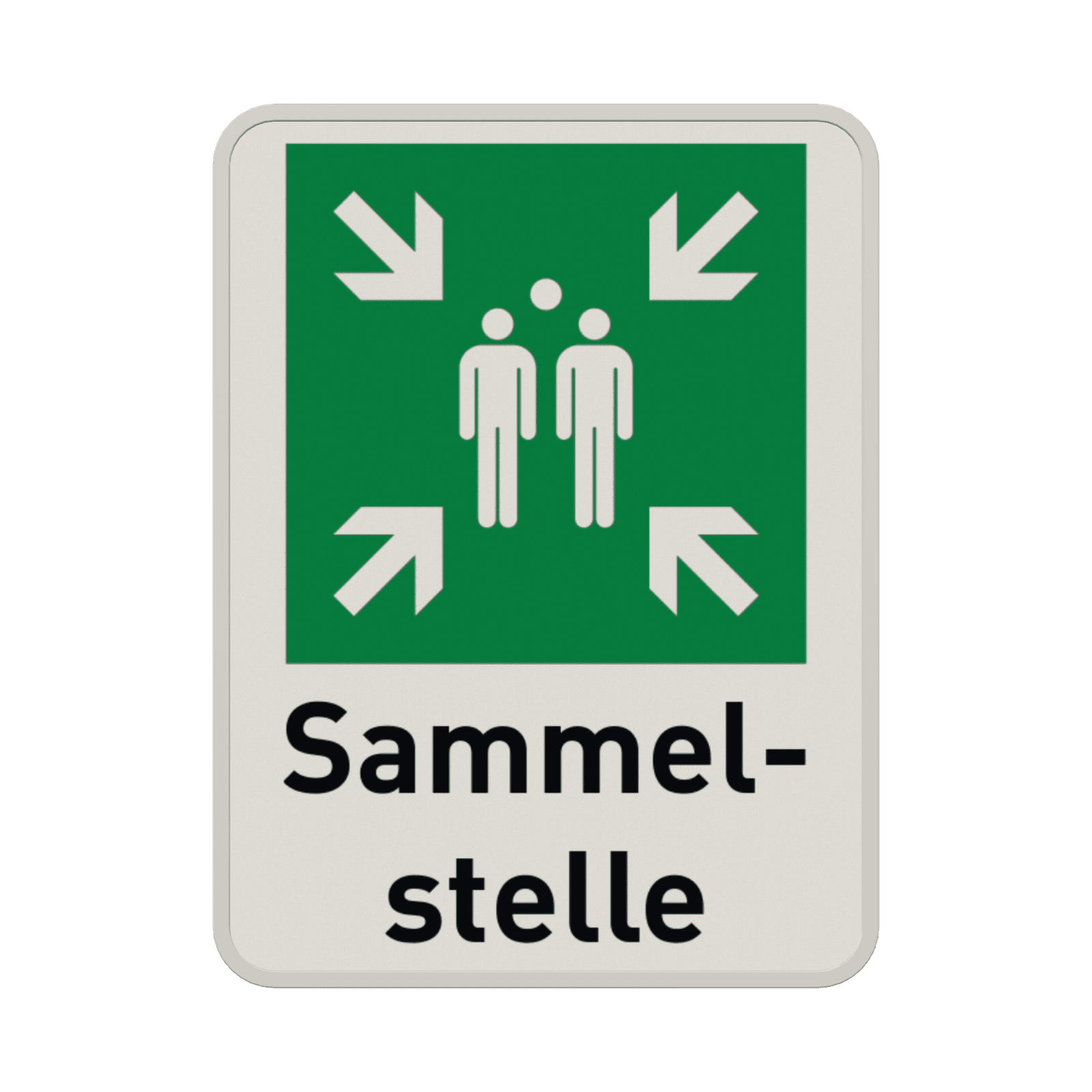 Sammelplatz schild mit text Sammelstelle - reflektierend