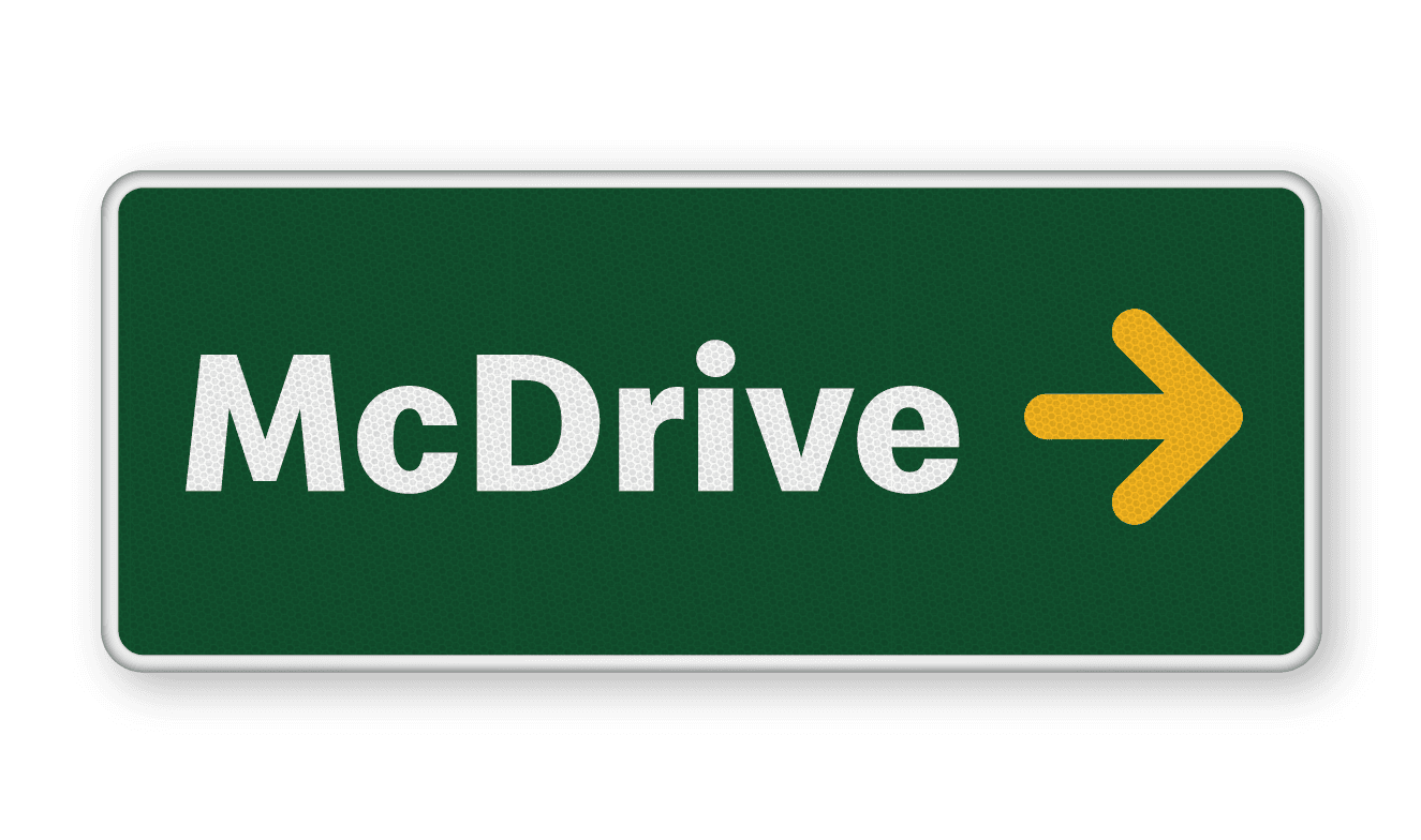 Routebord McDonald's / McDrive - vol reflecterend + pijlrichting