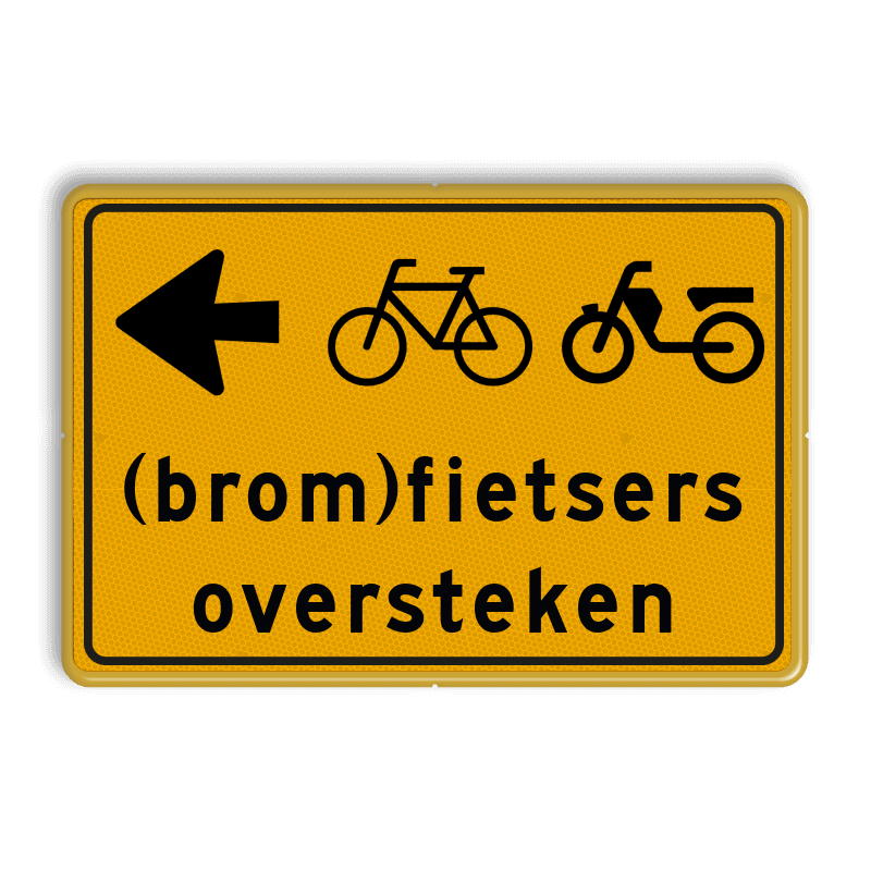 Omleidingsbord brom fietsers oversteken links - reflecterend