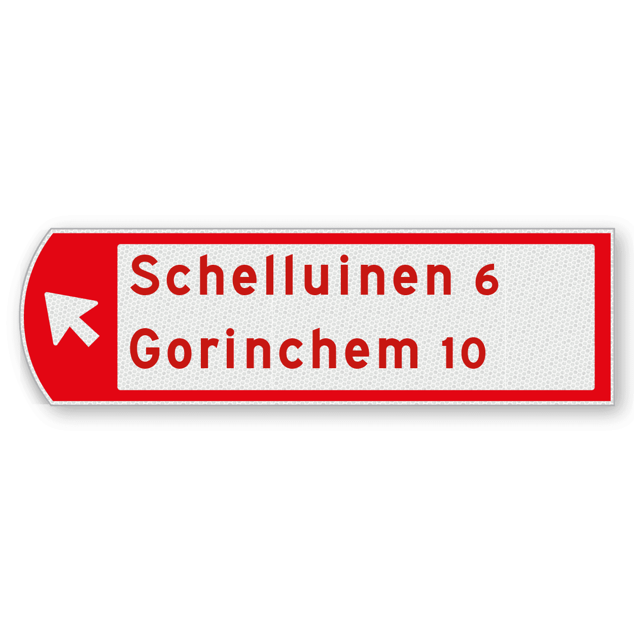 Fietswegwijzer linkswijzend, pijl links-boven 753x225mm
