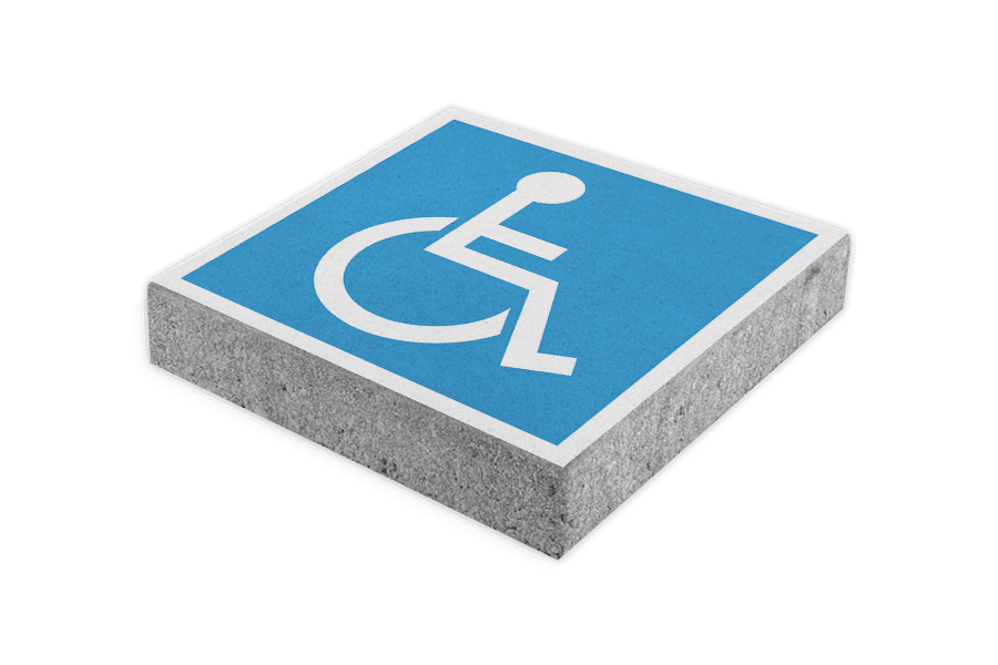 Parkeertegel mindervalide blauw/wit - 300x300x60mm met facetrand