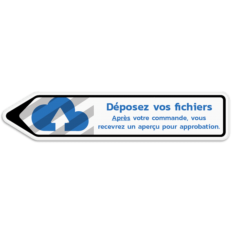 Panneau d'information en forme de flèche réfléchissante avec votre propre impression