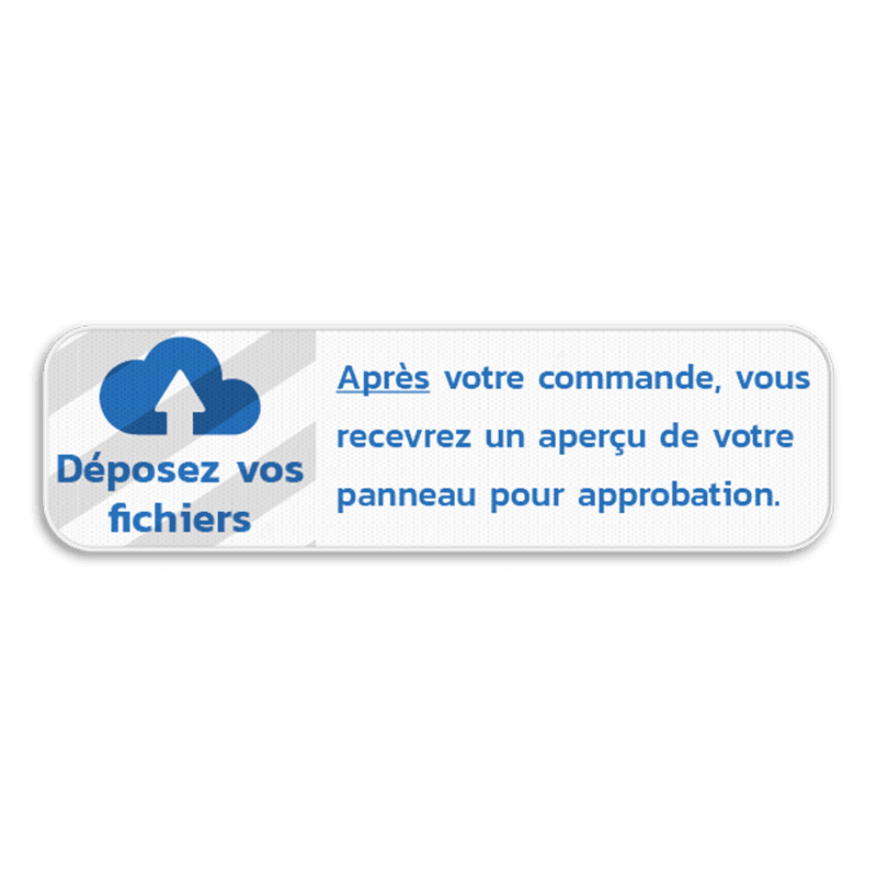 Panneau d'information 700x200mm réfléchissant avec votre propre impression