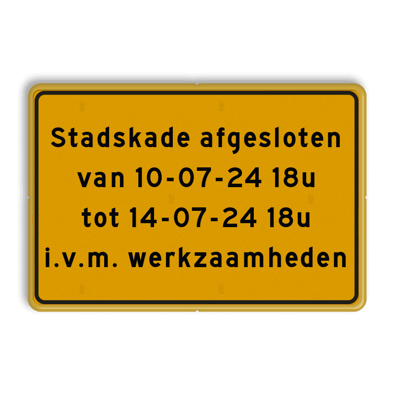 Verkeersbord geel eigen tekst 3:2 - reflecterend