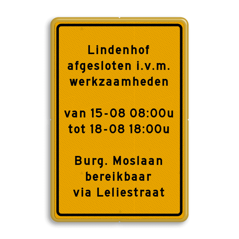 Verkeersbord geel eigen tekst 2:3 - reflecterend