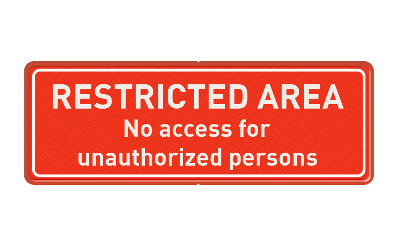 Bord restricted area rood wit - reflecterend