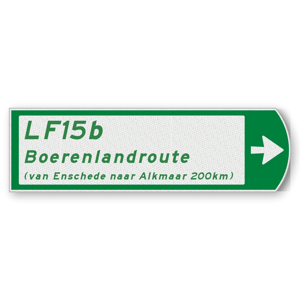 Fietswegwijzer met landelijke fietsroute rechtswijzend 753x225mm