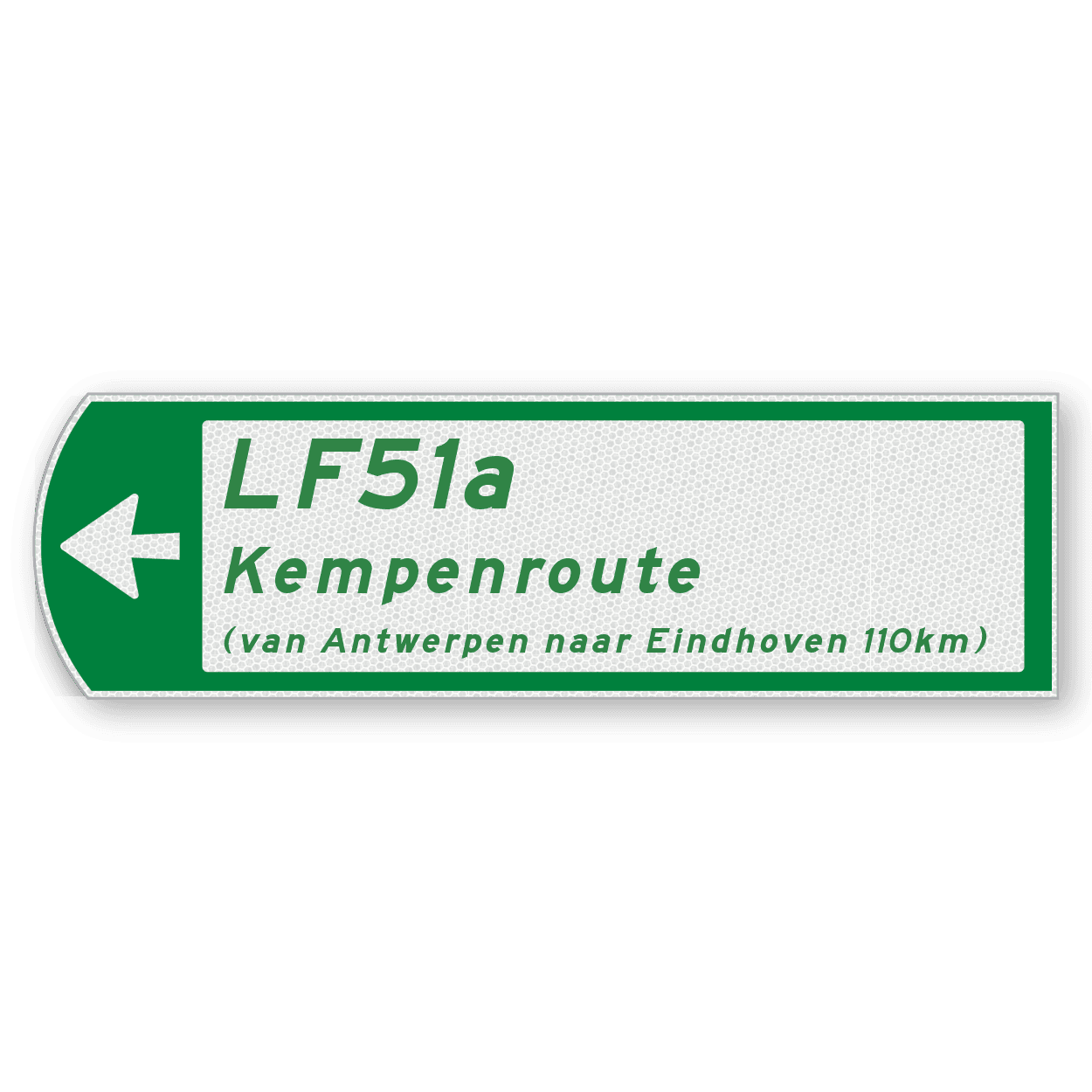 Fietswegwijzer met landelijke fietsroute linkswijzend 753x225mm