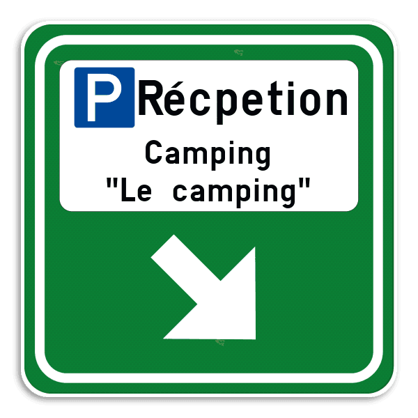 Panneau touristique - Pictogramme avec texte + flèche