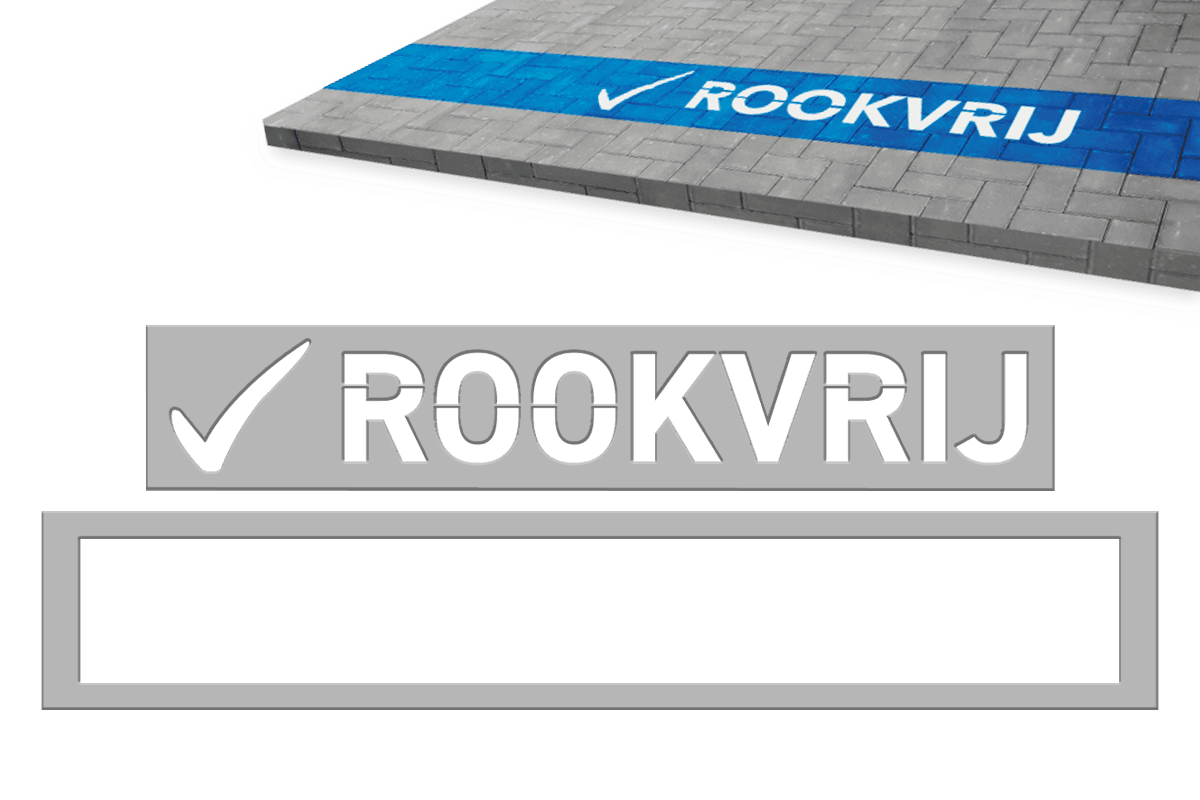 Spuitmal set ROOKVRIJ grondmarkering 1400x200mm blauw-wit