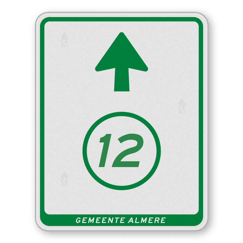 Tracébord voor fietsroute met knooppunt en pijl - 300x380mm