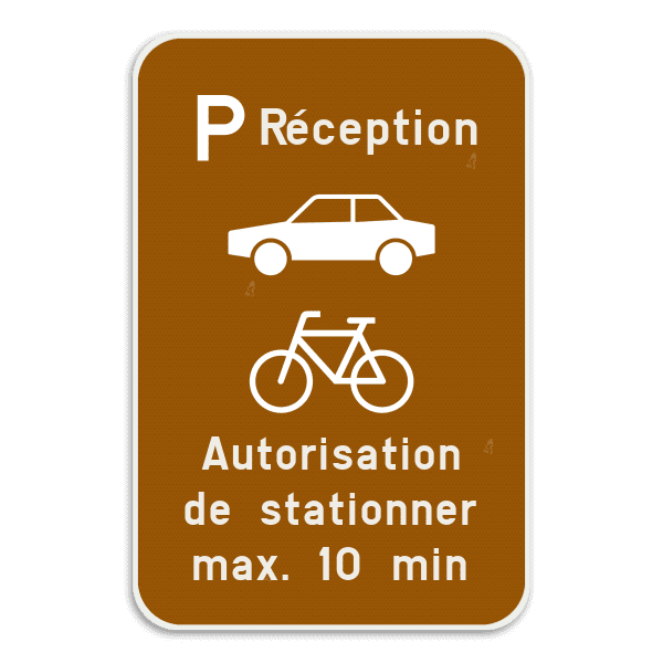 Panneau touristique - Pictogramme + texte supérieur + pictogramme + texte inférieur