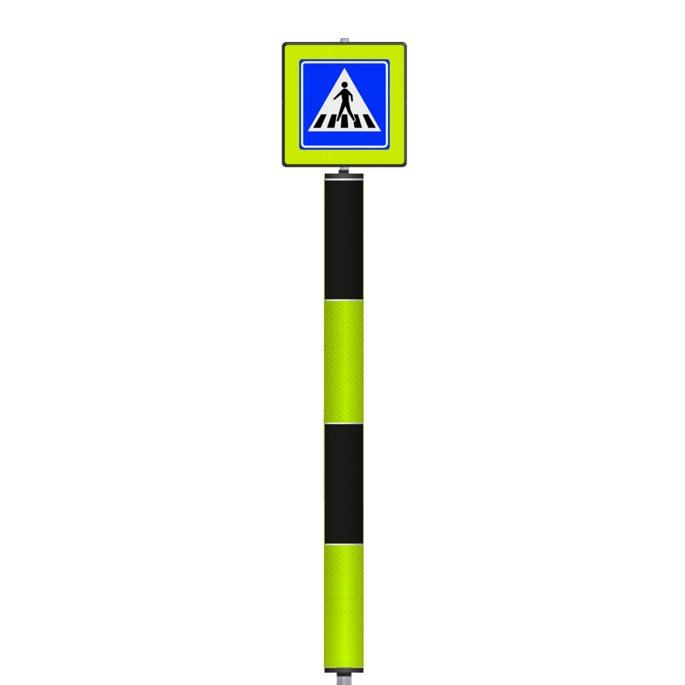 Voetgangersoversteekplaats bord met attentiepaal Ø160x2000mm - reflecterend