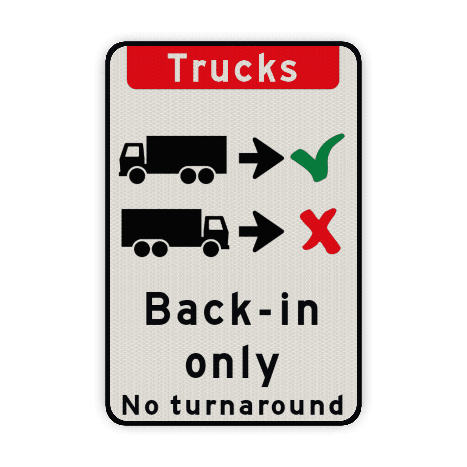 Verkeersbord - Trucks drive in backwards only