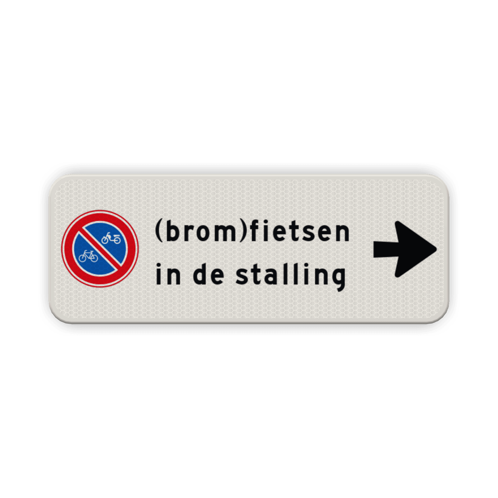 Bord hier geen (brom)fietsen plaatsen + route fietsenstalling - reflecterend