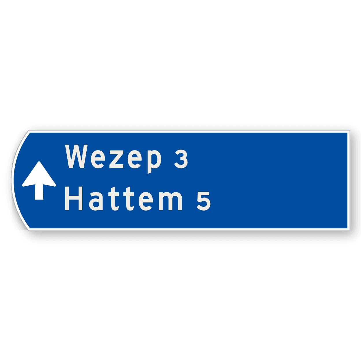 Handwegwijzer klein linkswijzend met pijl rechtdoor  990x295mm