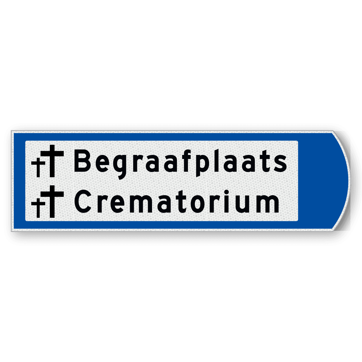 Handwegwijzer klein rechtswijzend met 2 pictogrammen en zwarte tekst 990x295mm