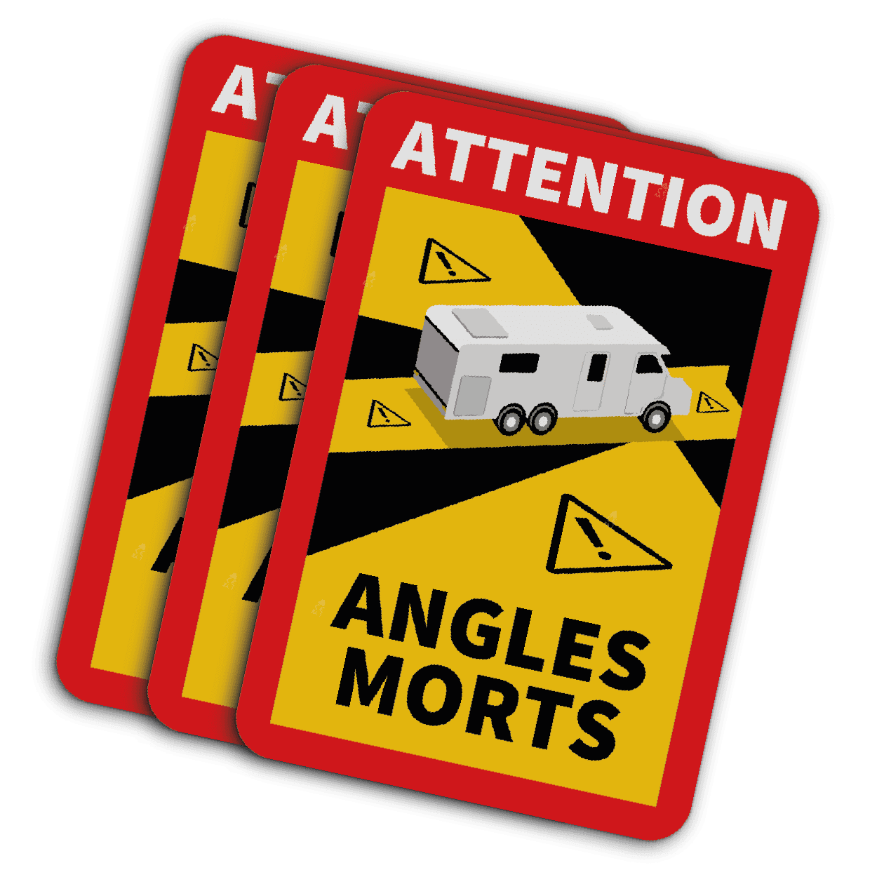 SET: Officiële dode hoek stickers voor campers - 170x250mm - Reflecterend!
