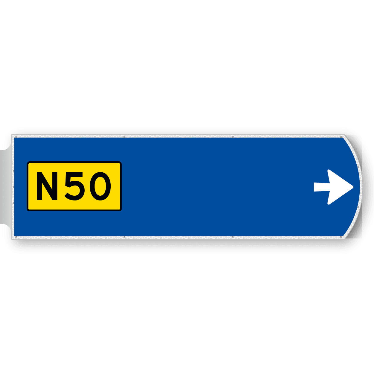 Handwegwijzer groot rechtswijzend met autowegnummer 1623x481mm