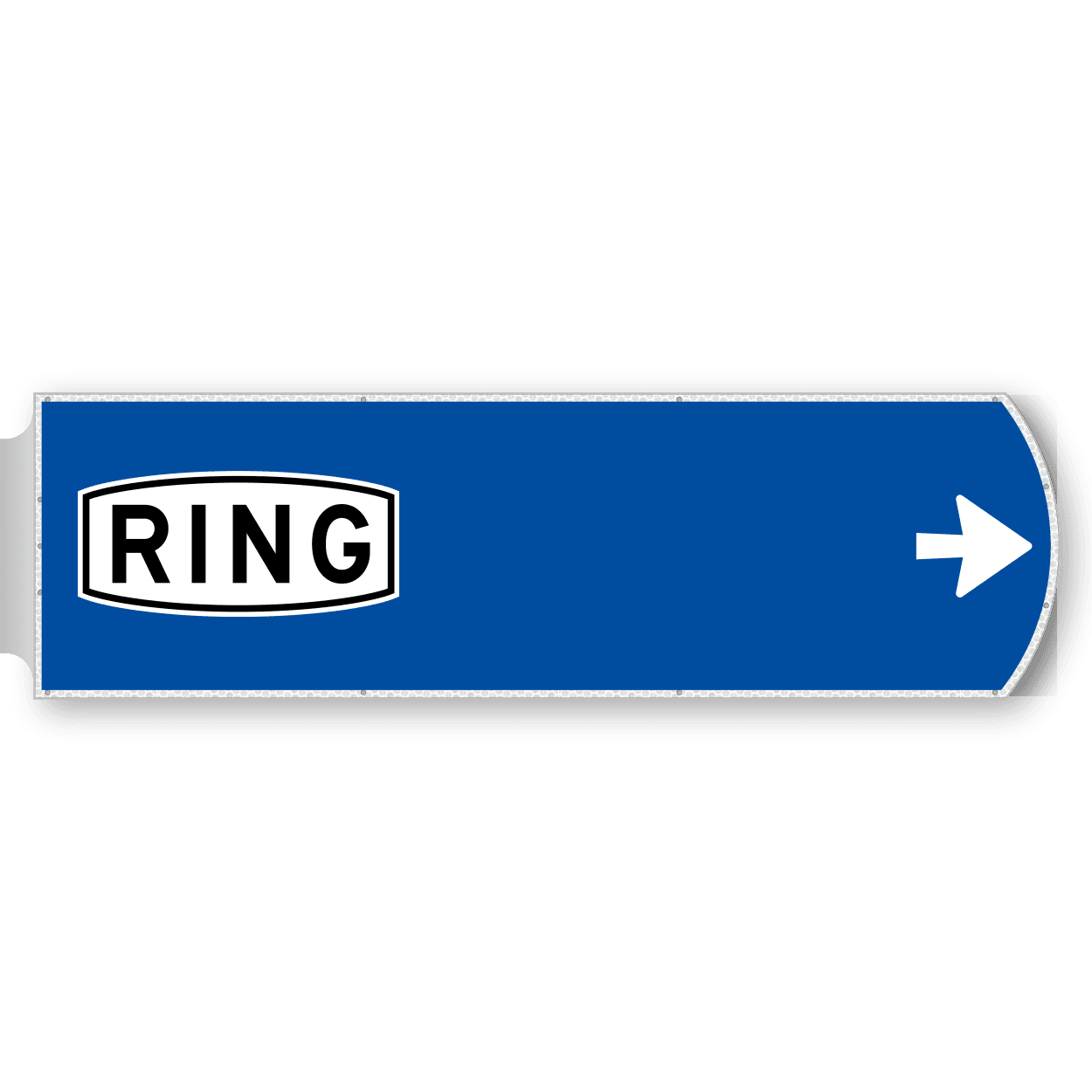 Handwegwijzer groot rechtswijzend met picto RING 1623x481mm