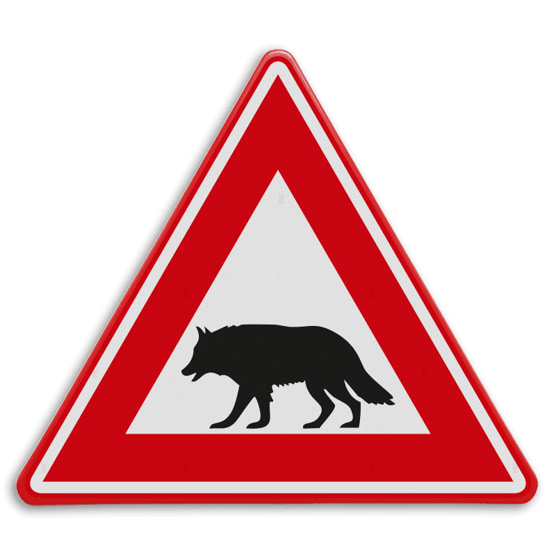 Verkeersbord - waarschuwing wolven - reflecterend