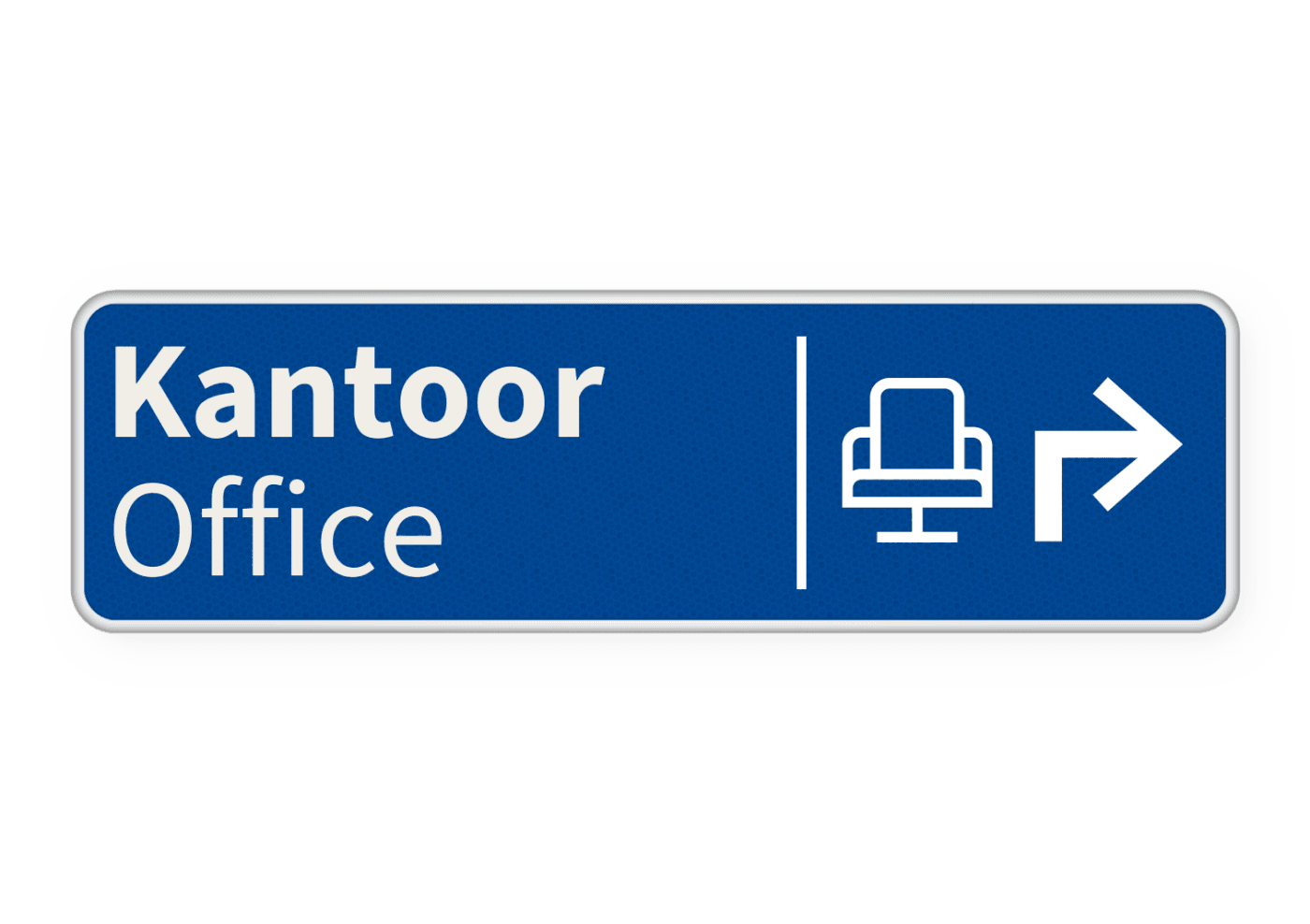 Verkeersbord route kantoor met pijl + icoon - blauw - reflecterend