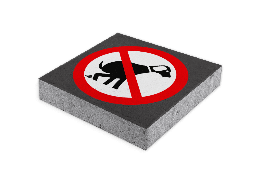 Beton Symbolplatte Hunde verboten - 300x300x60mm mit Facettenkante