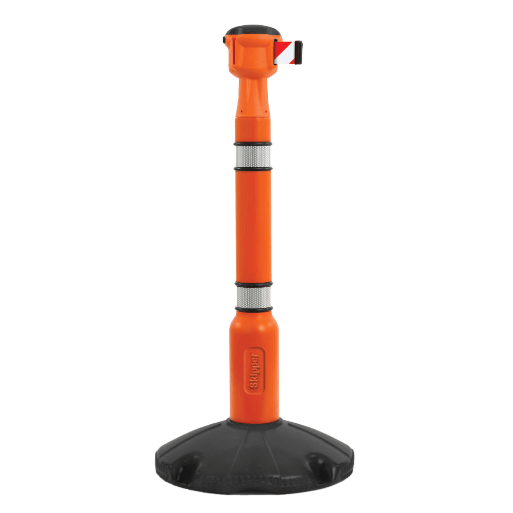 Skipper afzetlint 9 meter rood/wit + afzetpaal met verzwaarde voet