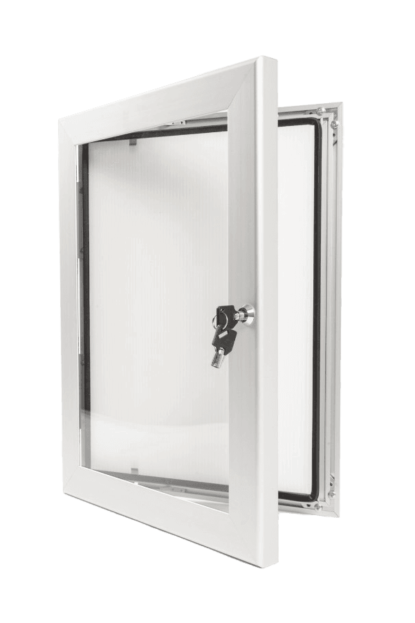 Wand vitrinebord posterhouder A4 t/m A0 formaat voor buiten - met slot