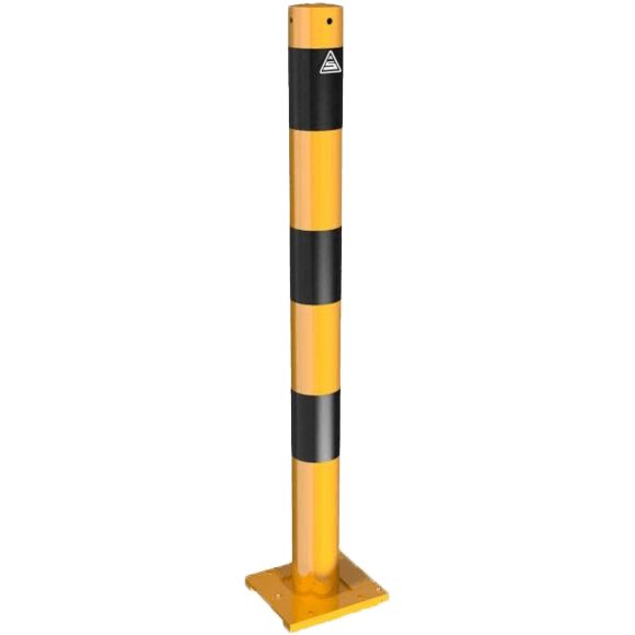 Afzetpaal staal Ø76mm geel/zwart - afneembaar en verwijderbaar