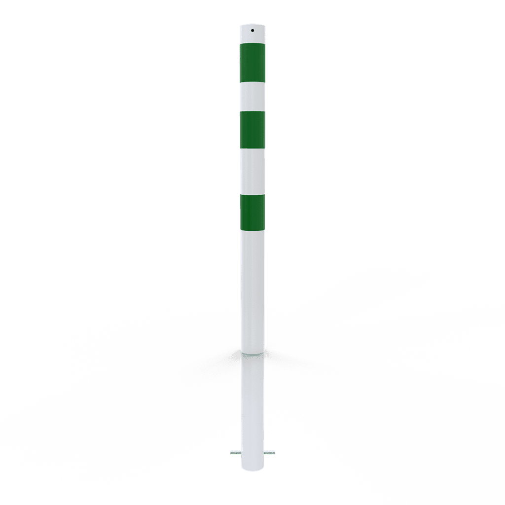 Beschermpaal wit/groen Ø76mm staal met grondanker