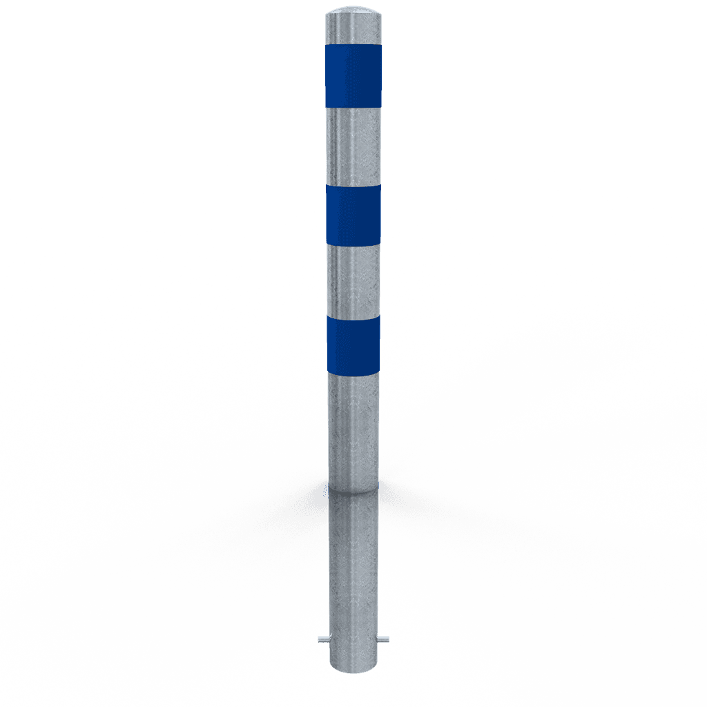 Poteau de protection Ø102 mm galvanisé avec bandes réfléchissantes