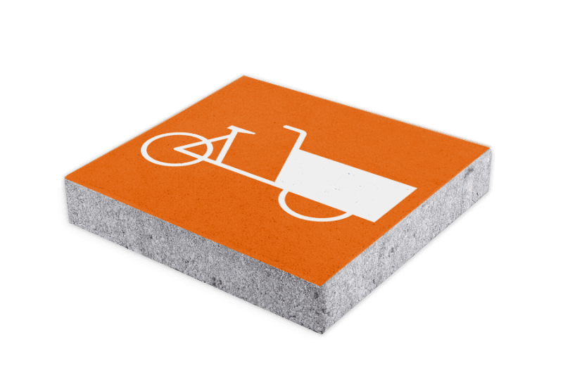 Symbooltegel oranje bakfiets parkeren (NS) - 300x300x60mm met facetrand