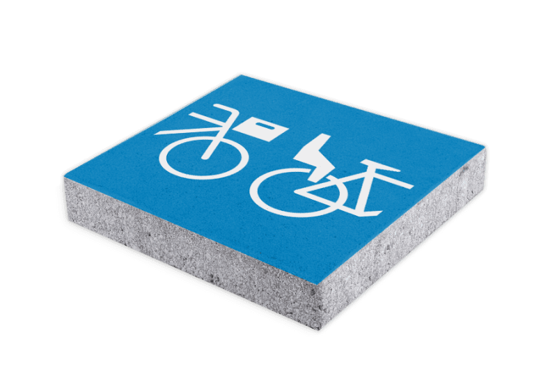 Symbooltegel blauw fiets krat/kinderzitje parkeren (NS) - 300x300x60mm met facetrand